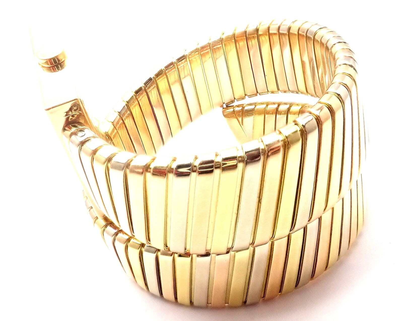 Bulgari Bvlgari 18k Tri-Color Gold Tubogas Serpent Snake Bracelet