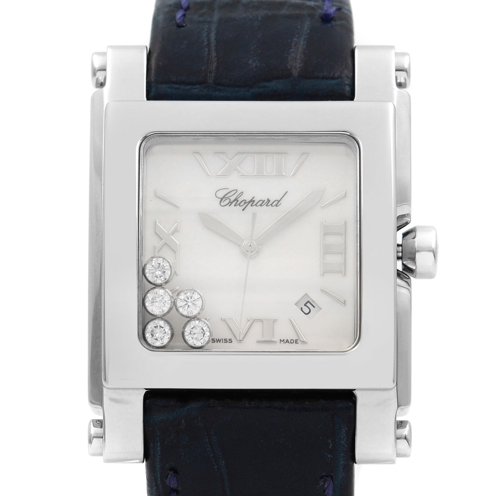 Chopard Happy Sport White Enamel Diamond Dial Steel Ladies Quartz Watch 28/8447