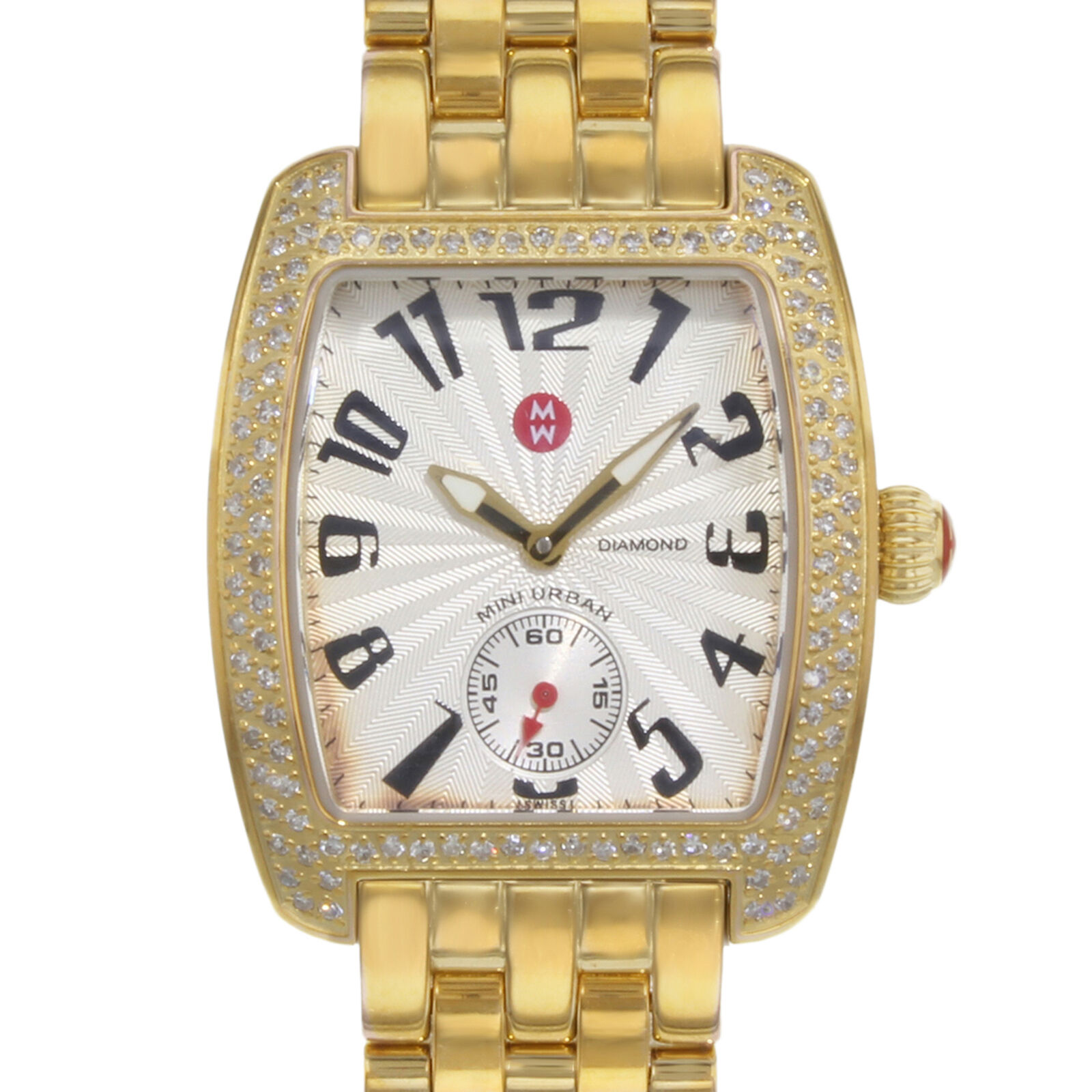 Michele Urban Mini Gold Tone Steel Diamonds Quartz Ladies Watch