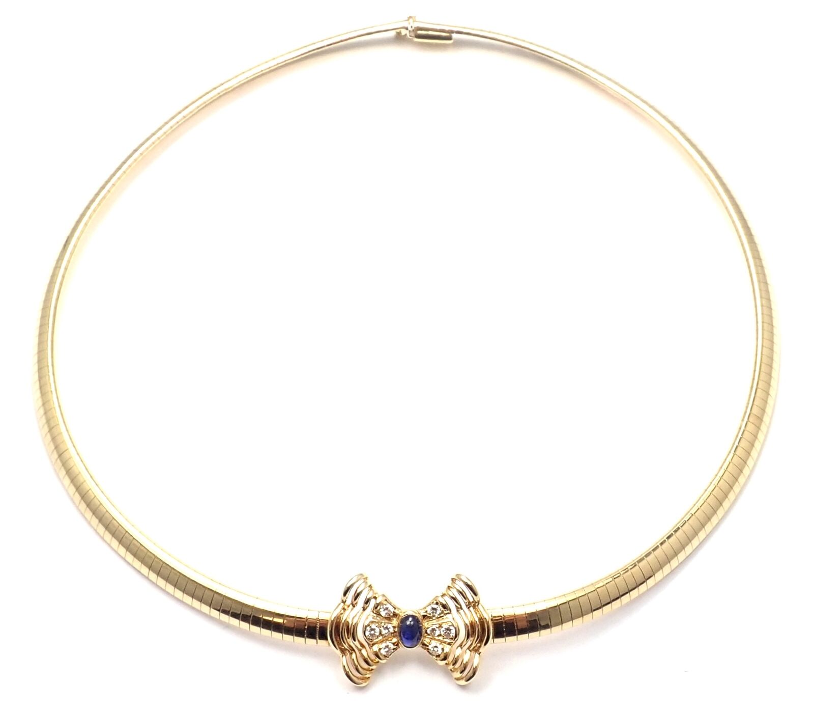 Rare! Authentic Christian Dior 18k Yellow Gold Diamond Sapphire Bow Necklace