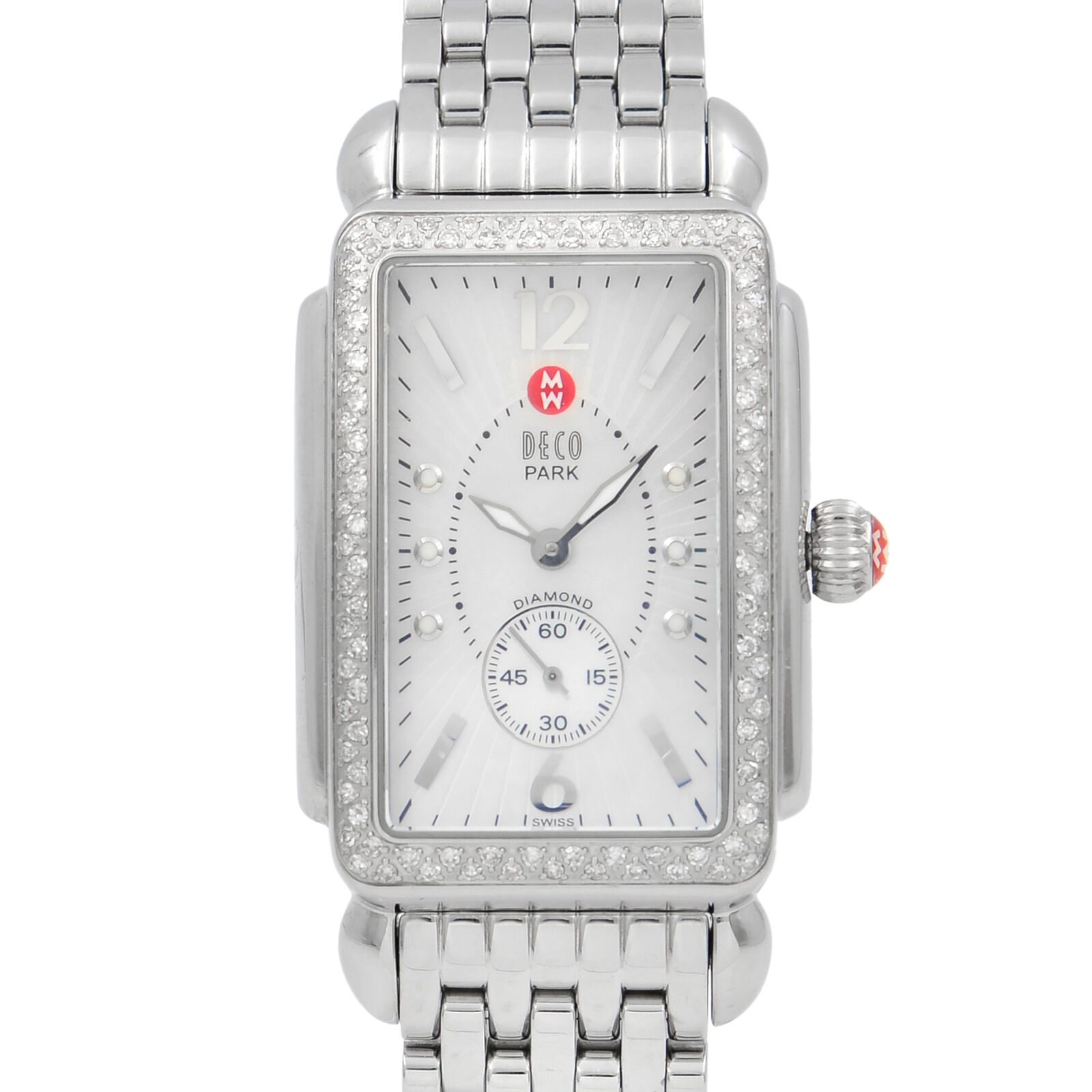 Michele Deco Park Diamond 0.57cttw Steel MOP Quartz Ladies Watch MWW06M000012