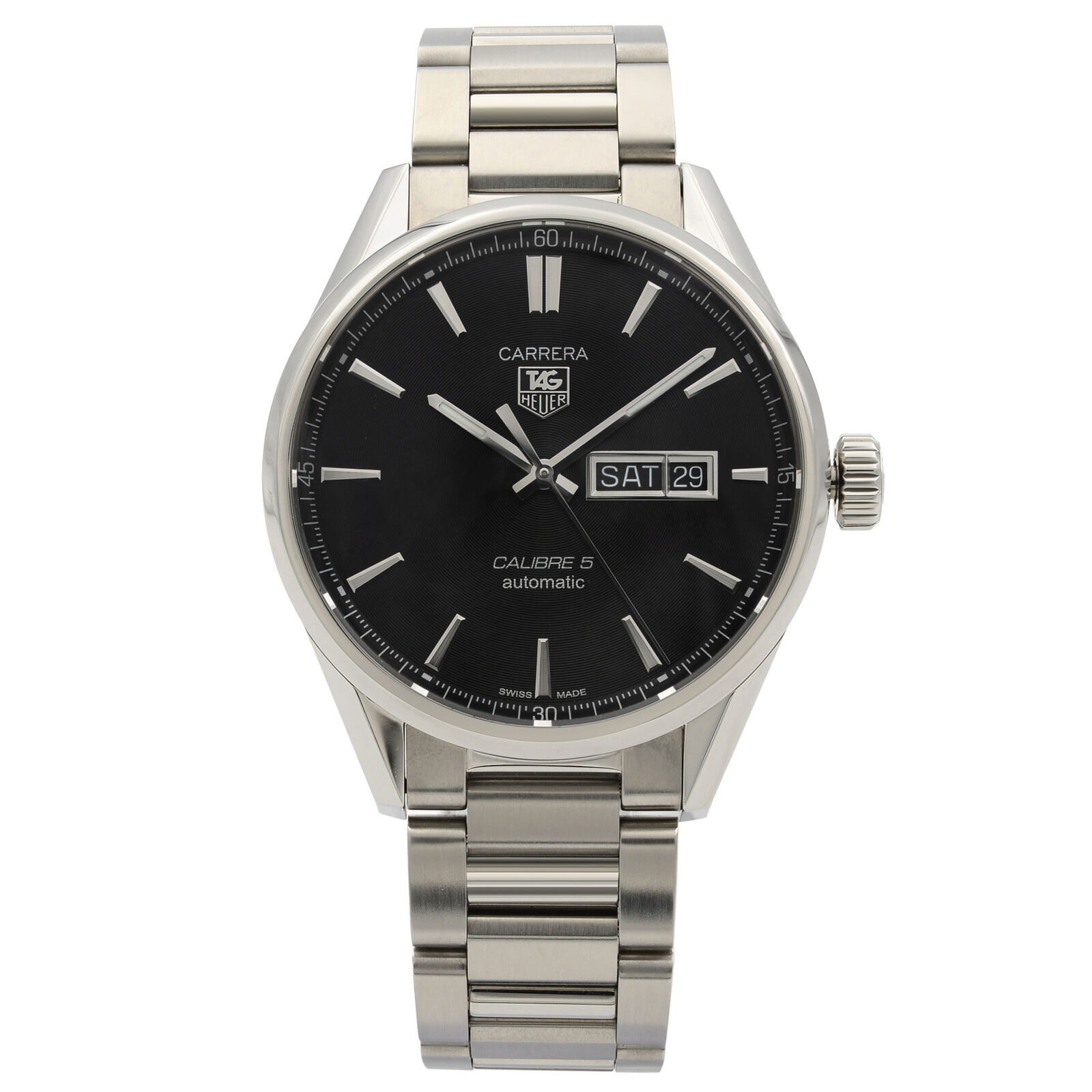 TAG Heuer Carrera Day Date Steel Black Dial Automatic Mens Watch WAR201A.BA0723