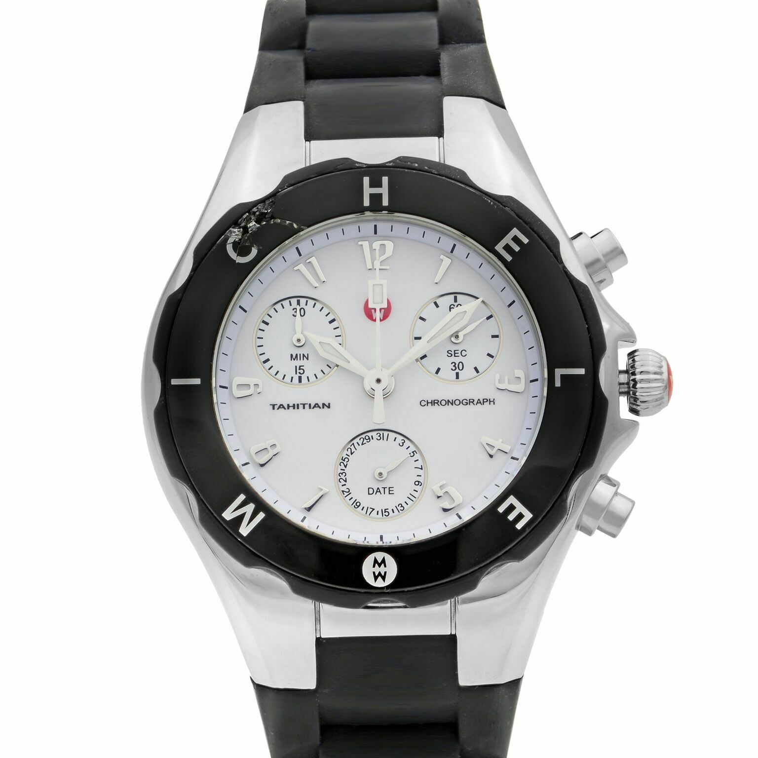 Michele Tahitian Jelly Bean Rubber Steel Quartz White Ladies Watch MWW12D000002
