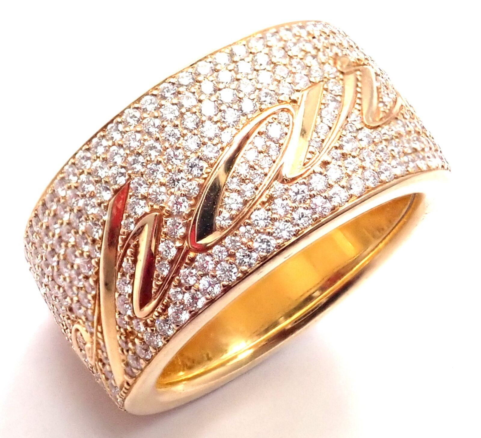 Chopard Chopardissimo 18k Yellow Gold Pave Diamond Signature Band Ring