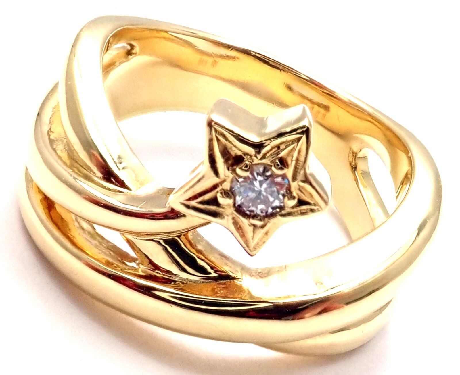 Mikimoto 18k Yellow Gold Diamond Lucky Star Band Ring