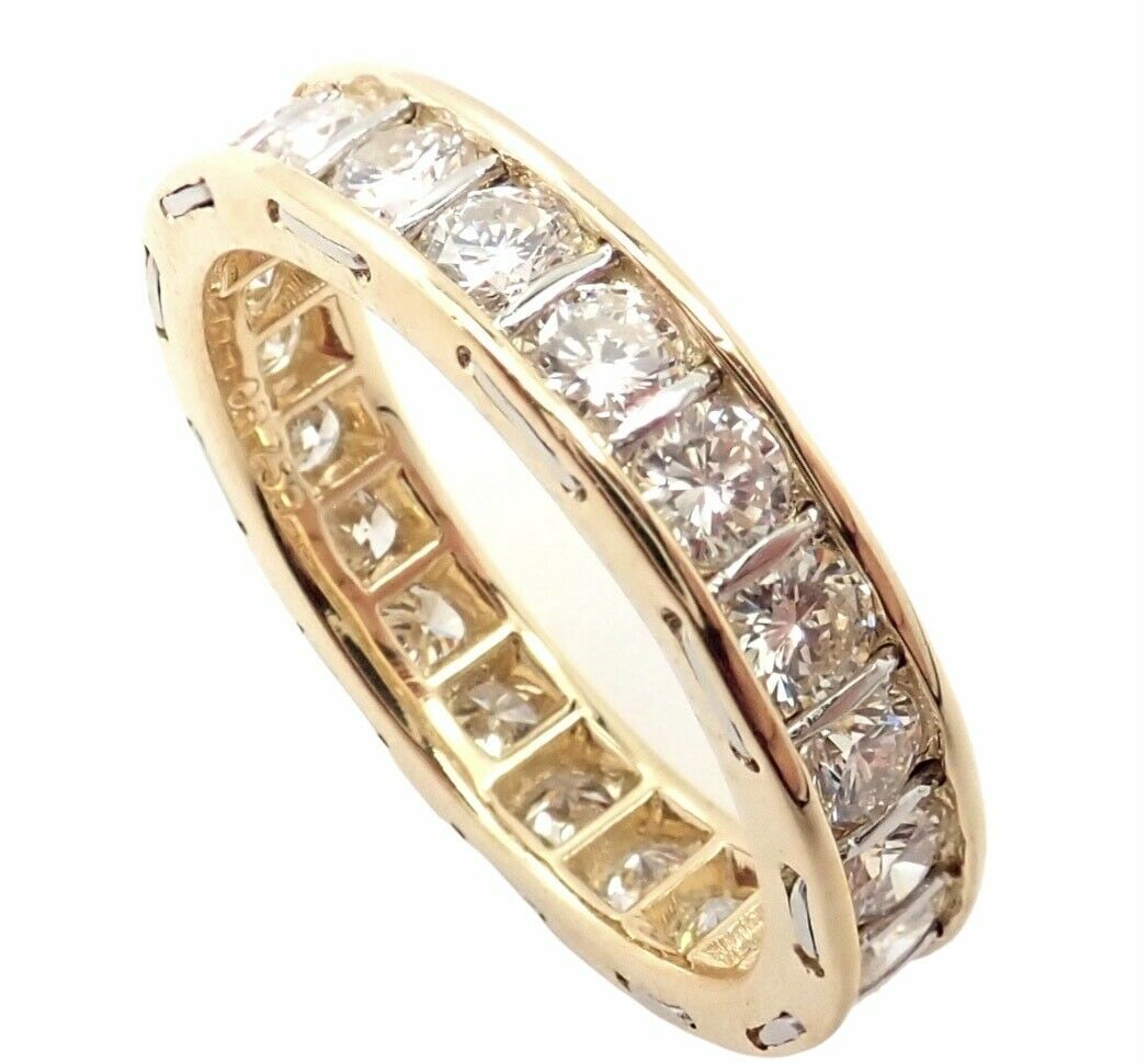 Vintage Authentic Cartier 18k Yellow Gold Diamond Eternity Band Stack Ring
