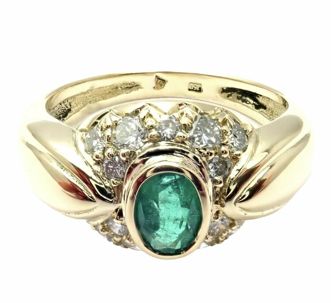 H. Stern 18k Yellow Gold Diamond Emerald Ring
