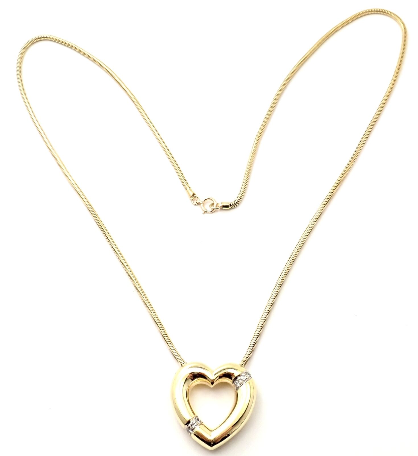 Authentic! Tiffany  Co Picasso 18k Yellow Gold Diamond Heart Pendant Necklace