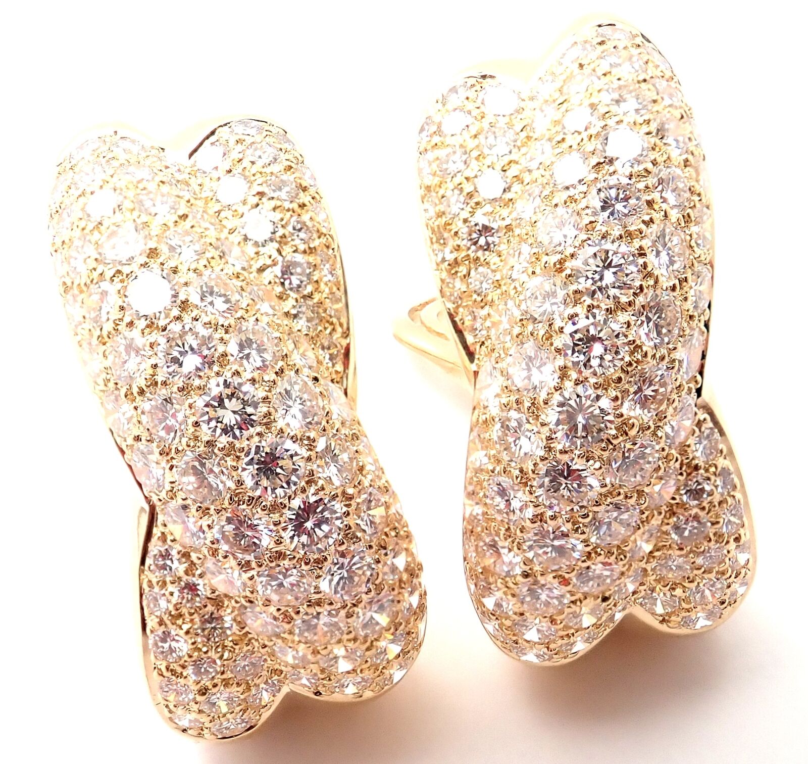Cartier 18k Yellow Gold 5ct Diamond Large Crossover Earrings