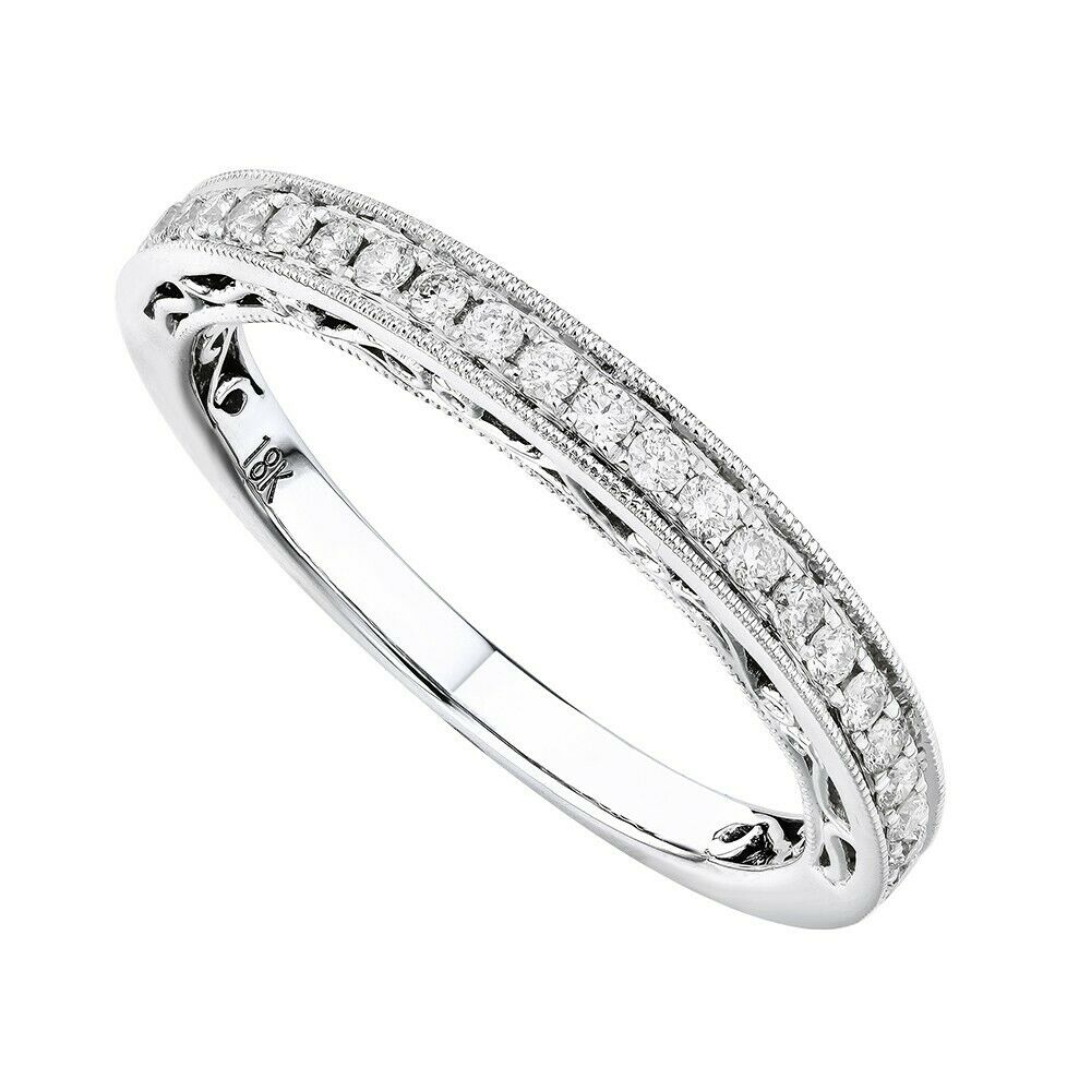 True 18K White Gold Diamond Pave Ladies Ring 0.42cttw Size 6.5
