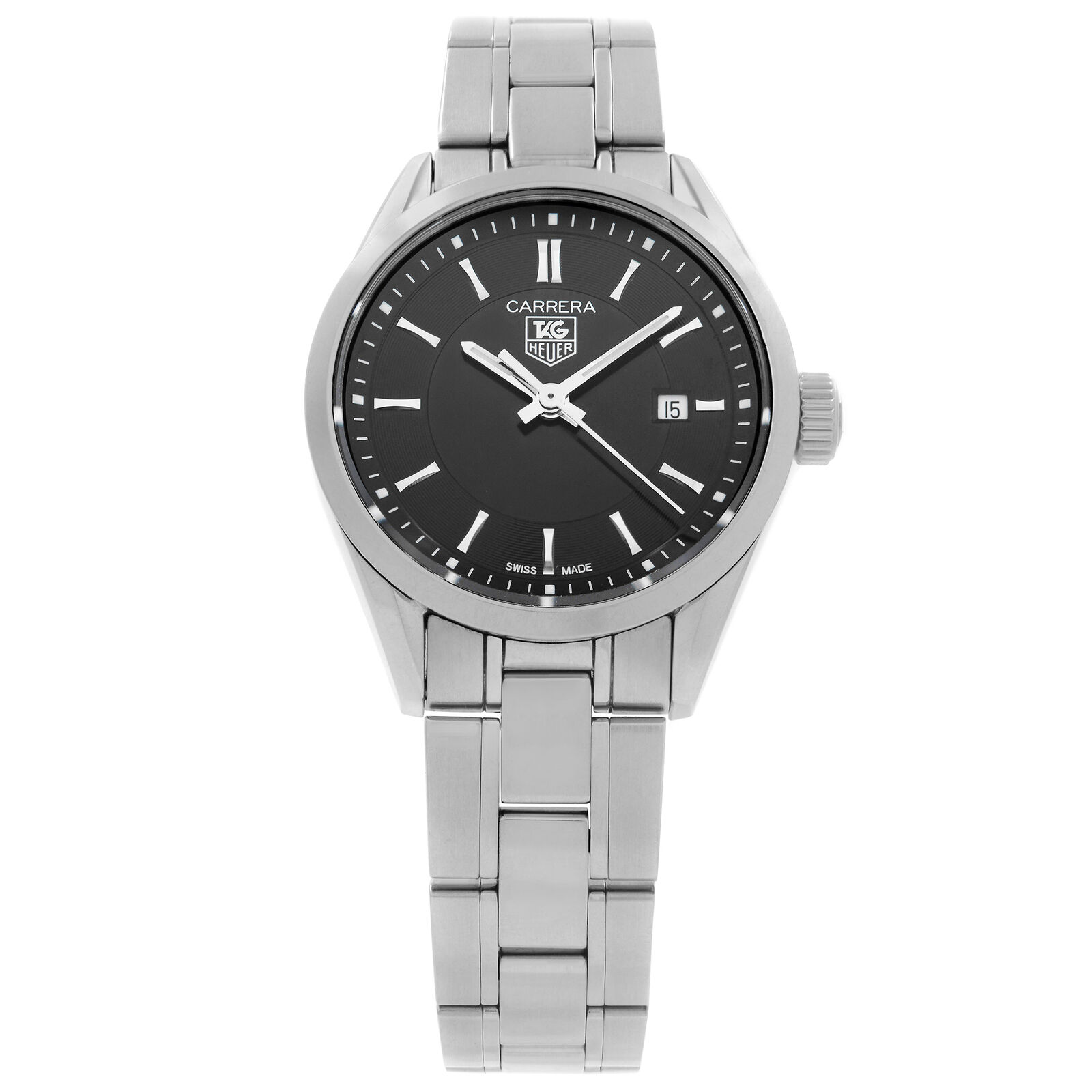 TAG HEUER Carrera WV1414 Date Black Dial Quartz Ladies Watch_940009 TAG Heuer Carrera 27mm Steel Black Dial Quartz Ladies Watch  main image 4