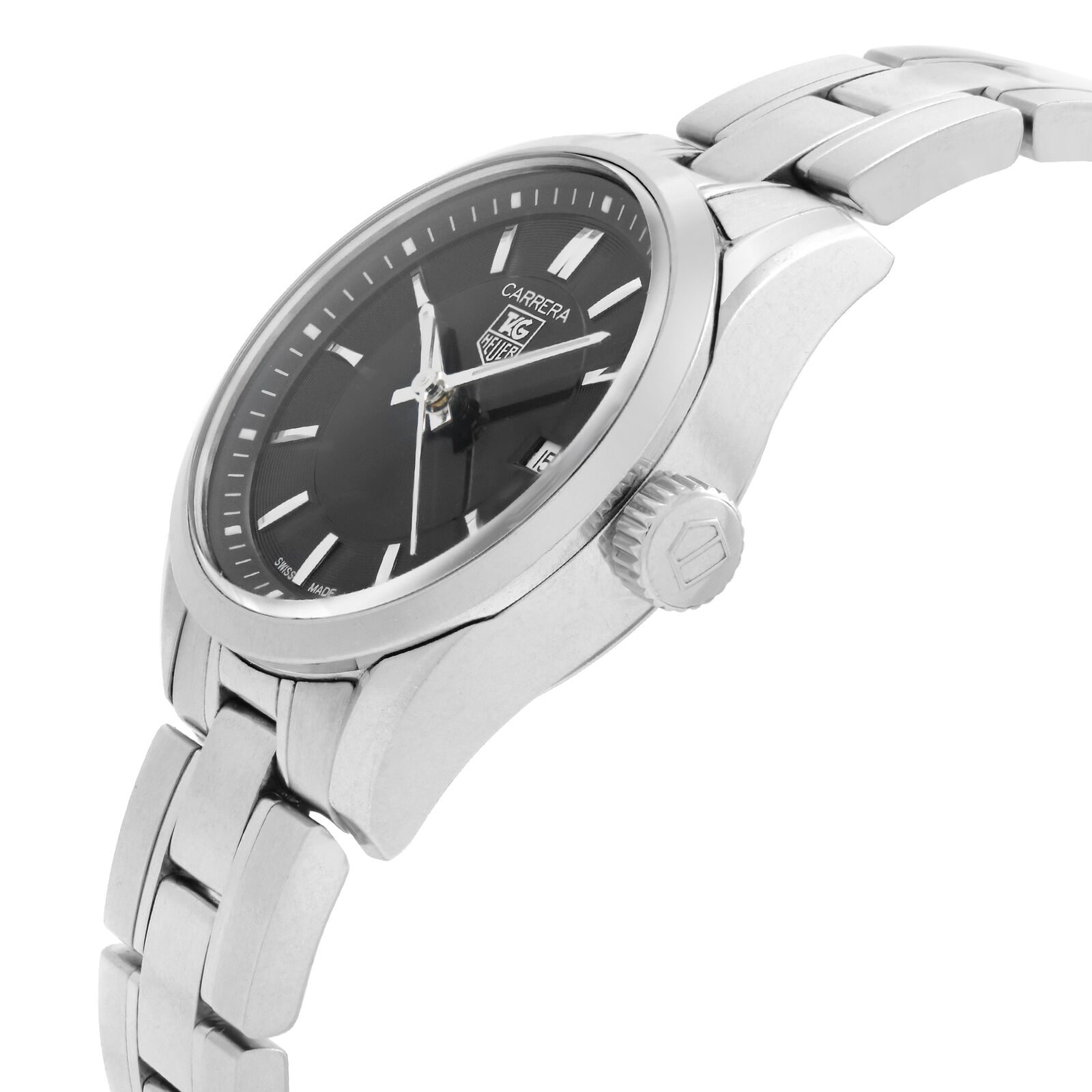 TAG HEUER Carrera WV1414 Date Black Dial Quartz Ladies Watch_940009 TAG Heuer Carrera 27mm Steel Black Dial Quartz Ladies Watch  main image 3