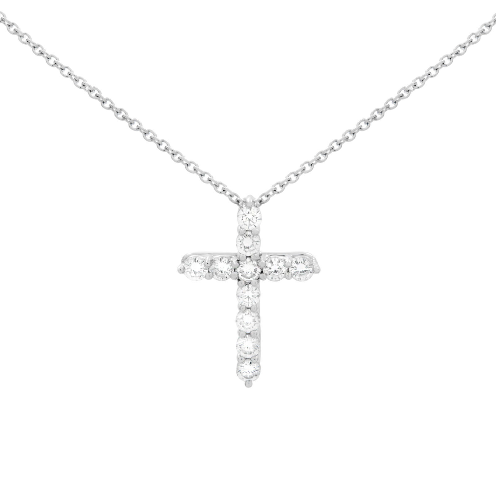 True Platinum Diamond Cross Necklace 0.42cttw