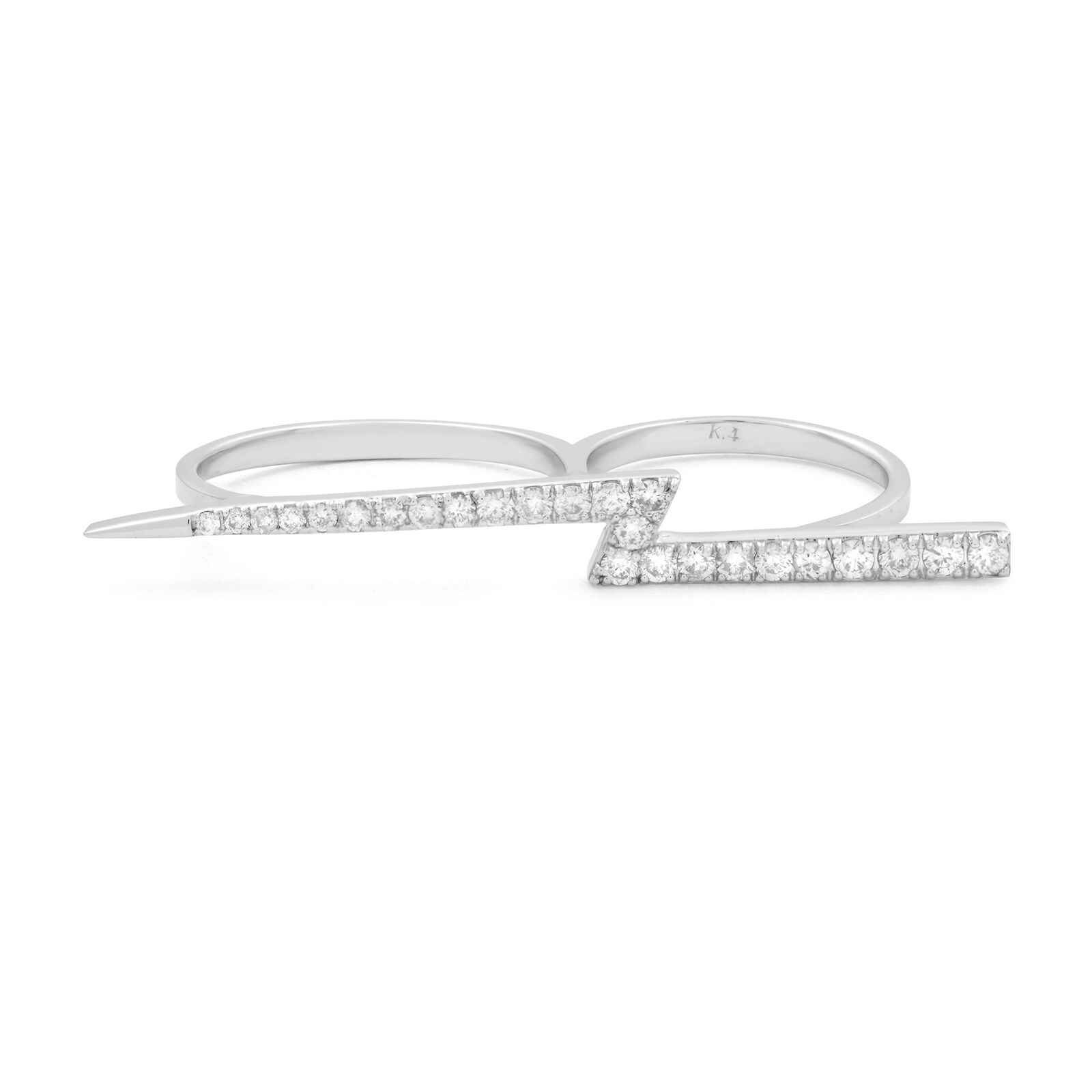 True 14k White Gold Diamond Two Finger Trendy Ring 0.54cttw 