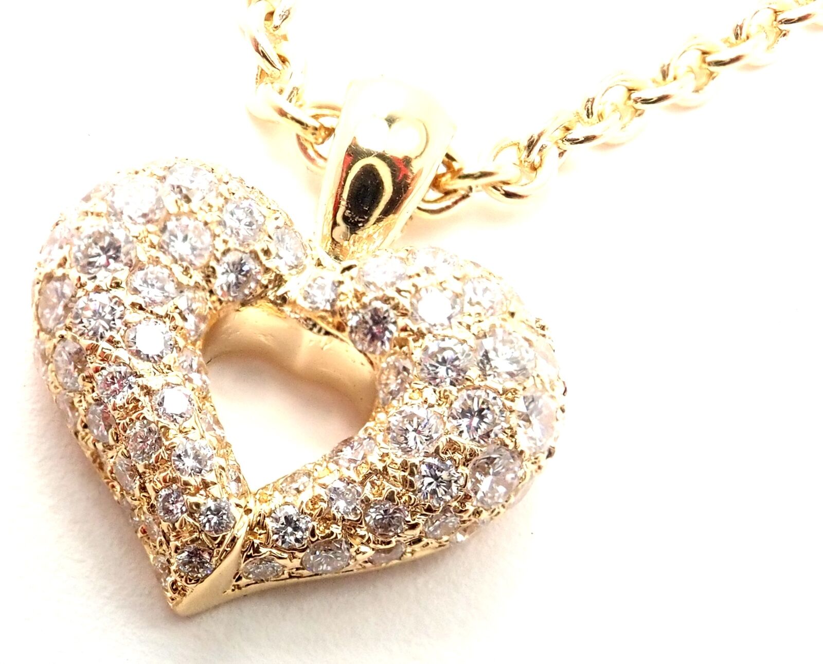 Van Cleef & Arpels 18k Yellow Gold Diamond Heart Pendant Necklace