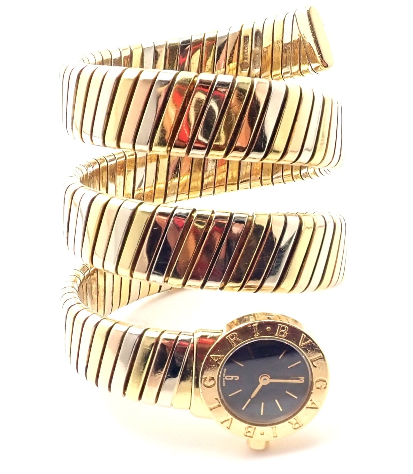 Authentic! Bulgari 18k Tri-Color Gold Tubogas Serpent Snake  display picture 2