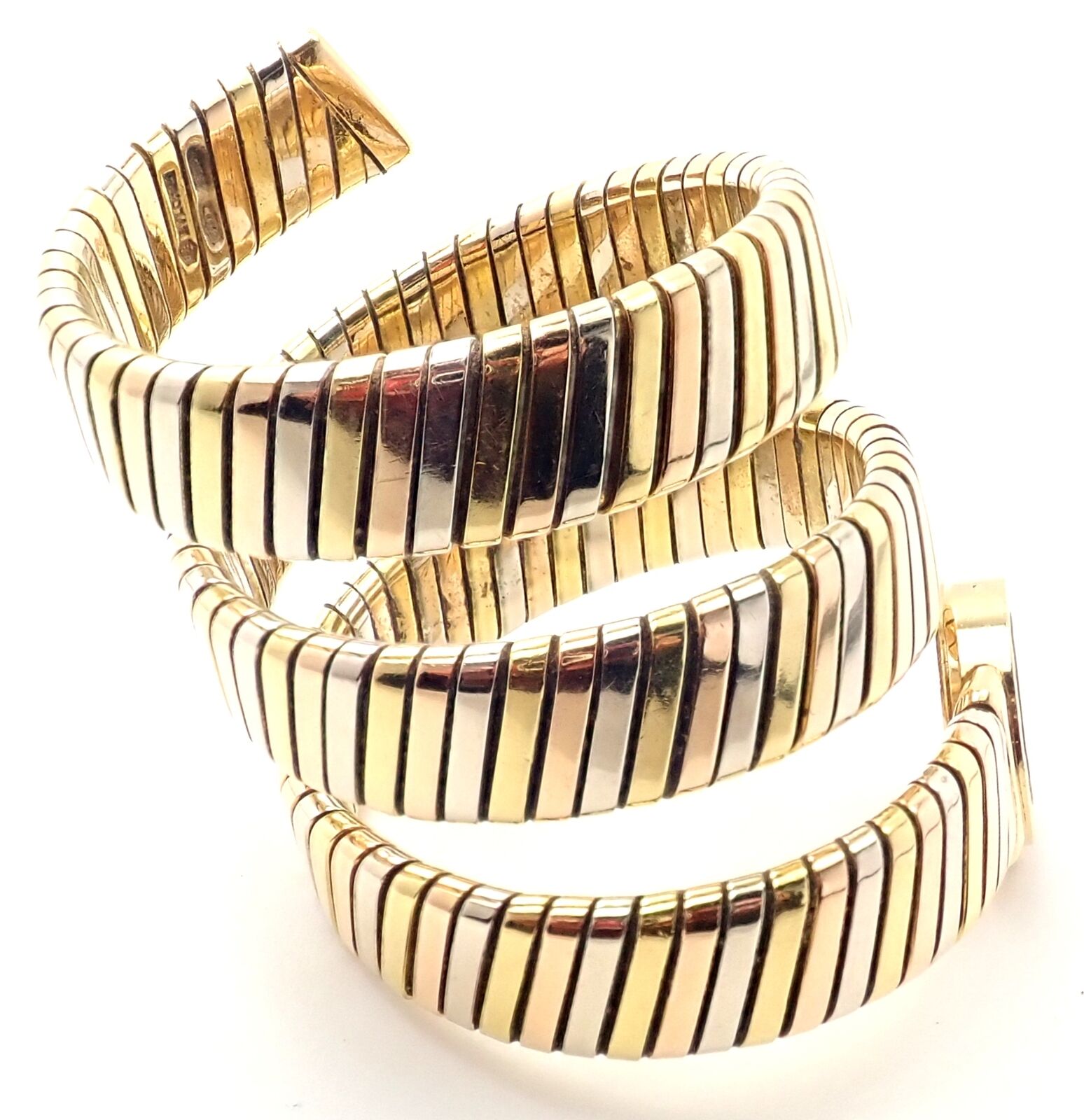 Authentic! Bulgari 18k Tri-Color Gold Tubogas Serpent Snake  display picture 3