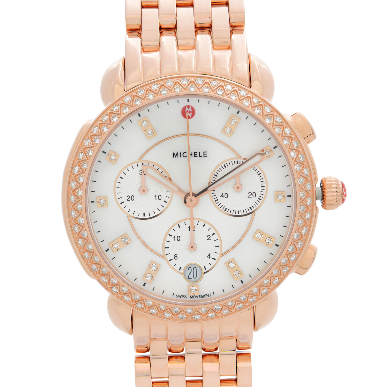 Michele Sidney Rose Gold Steel Diamond Bezel Quartz Ladies Watch MWW30A000033