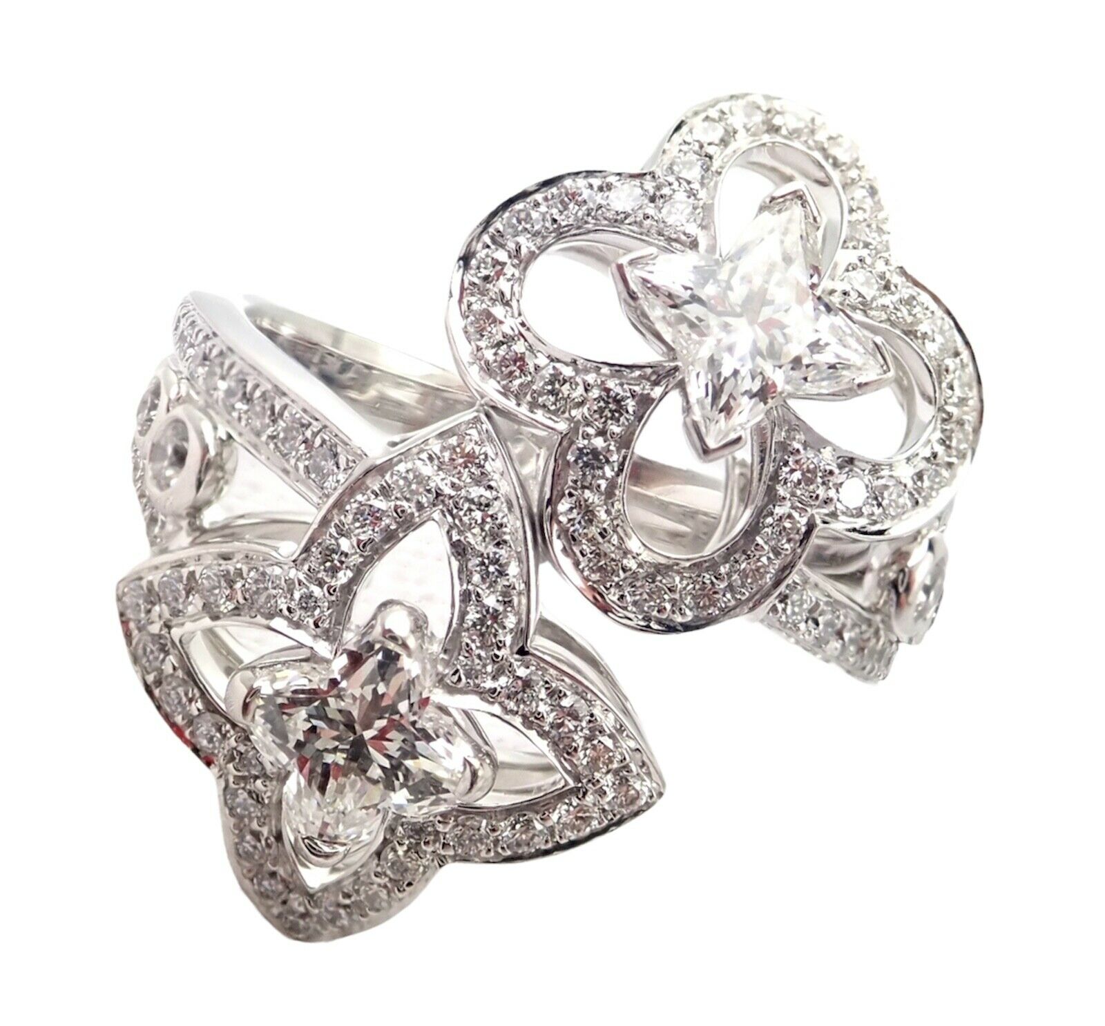Louis Vuitton LV 18k White Gold Fusion Diamond Ring 4.25