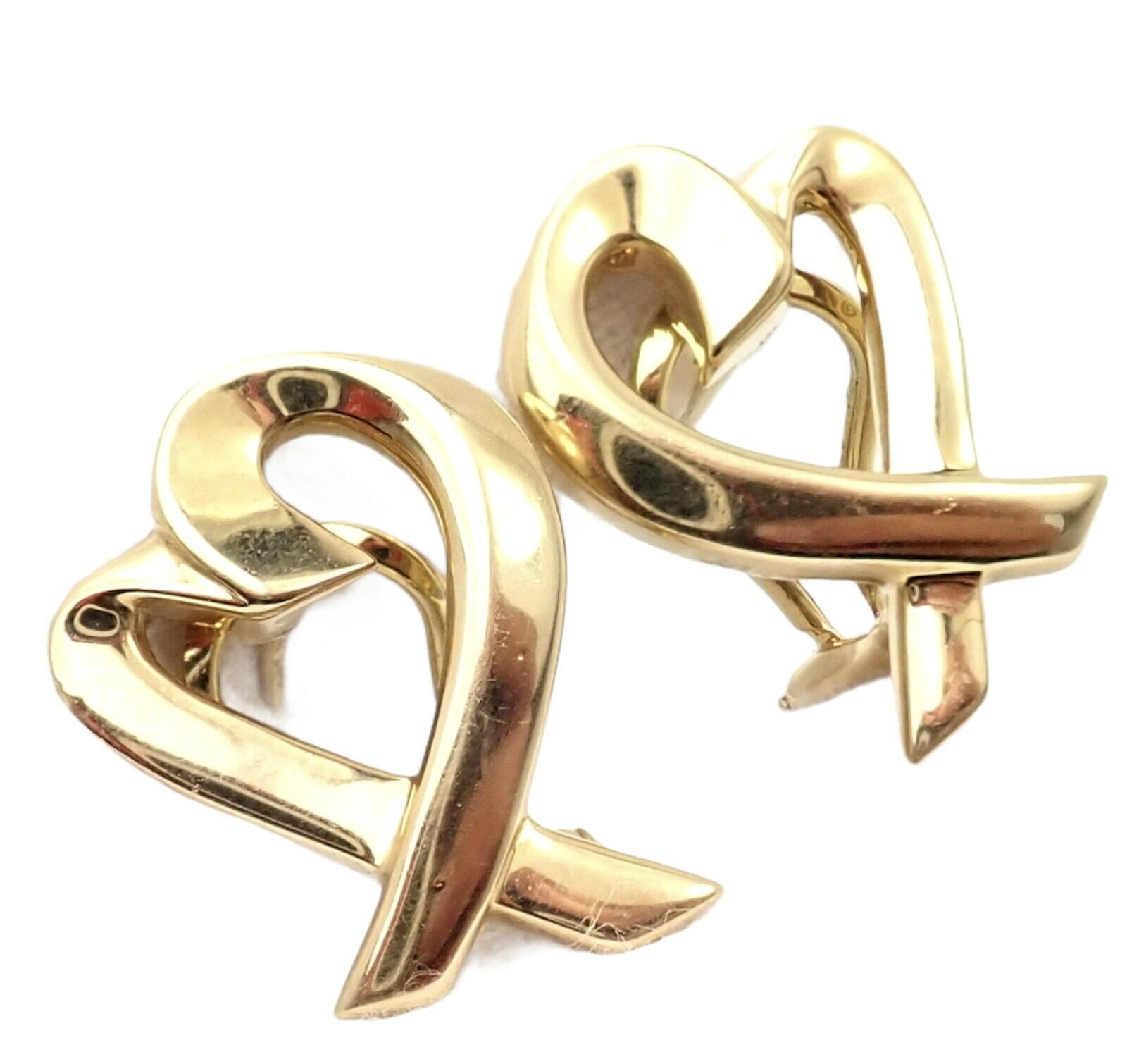Vintage Tiffany  Co 18k Gold Picasso Loving Heart X Earrings