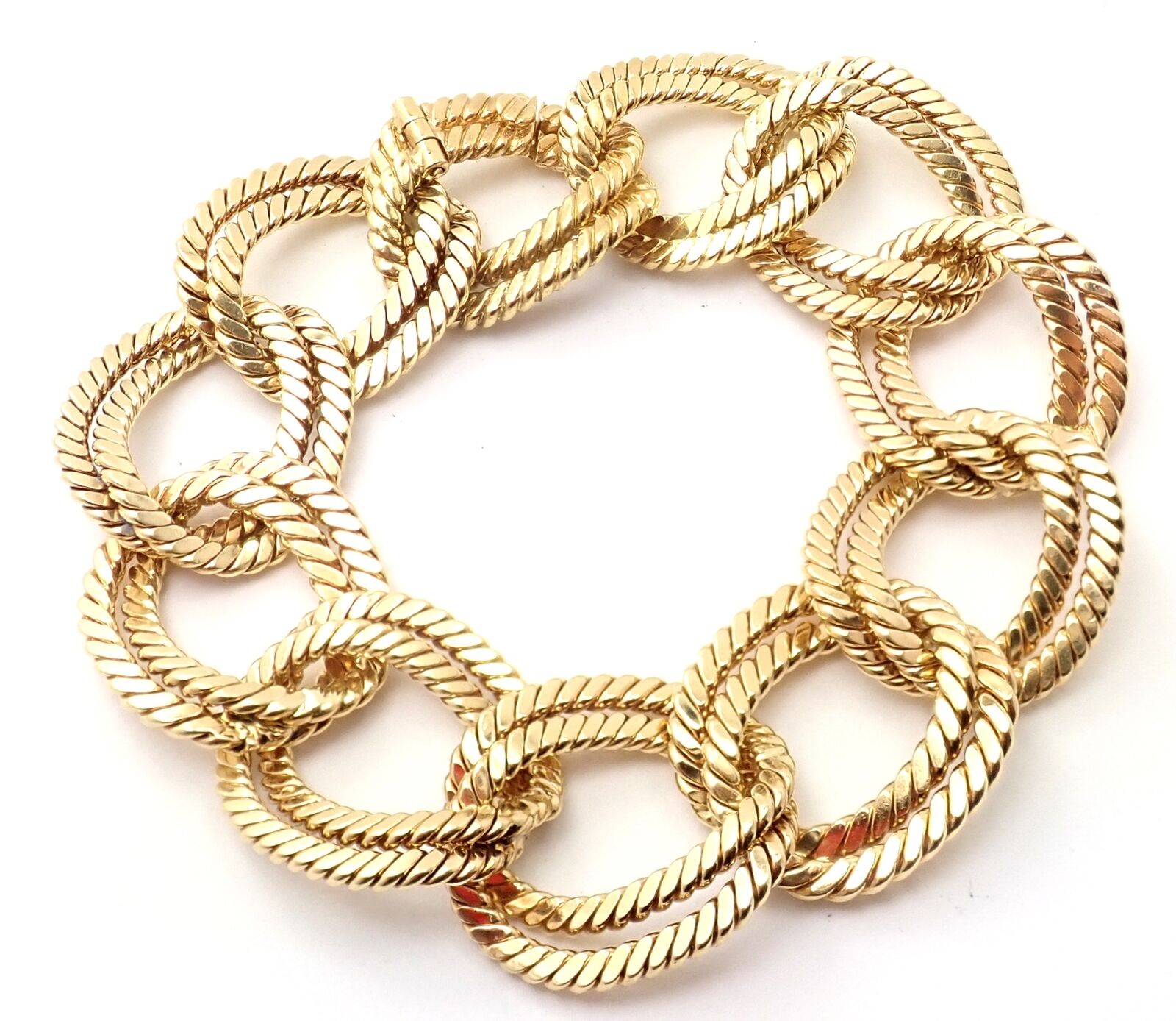 Rare! Authentic Verdura 18k Yellow Gold Rope Link Bracelet