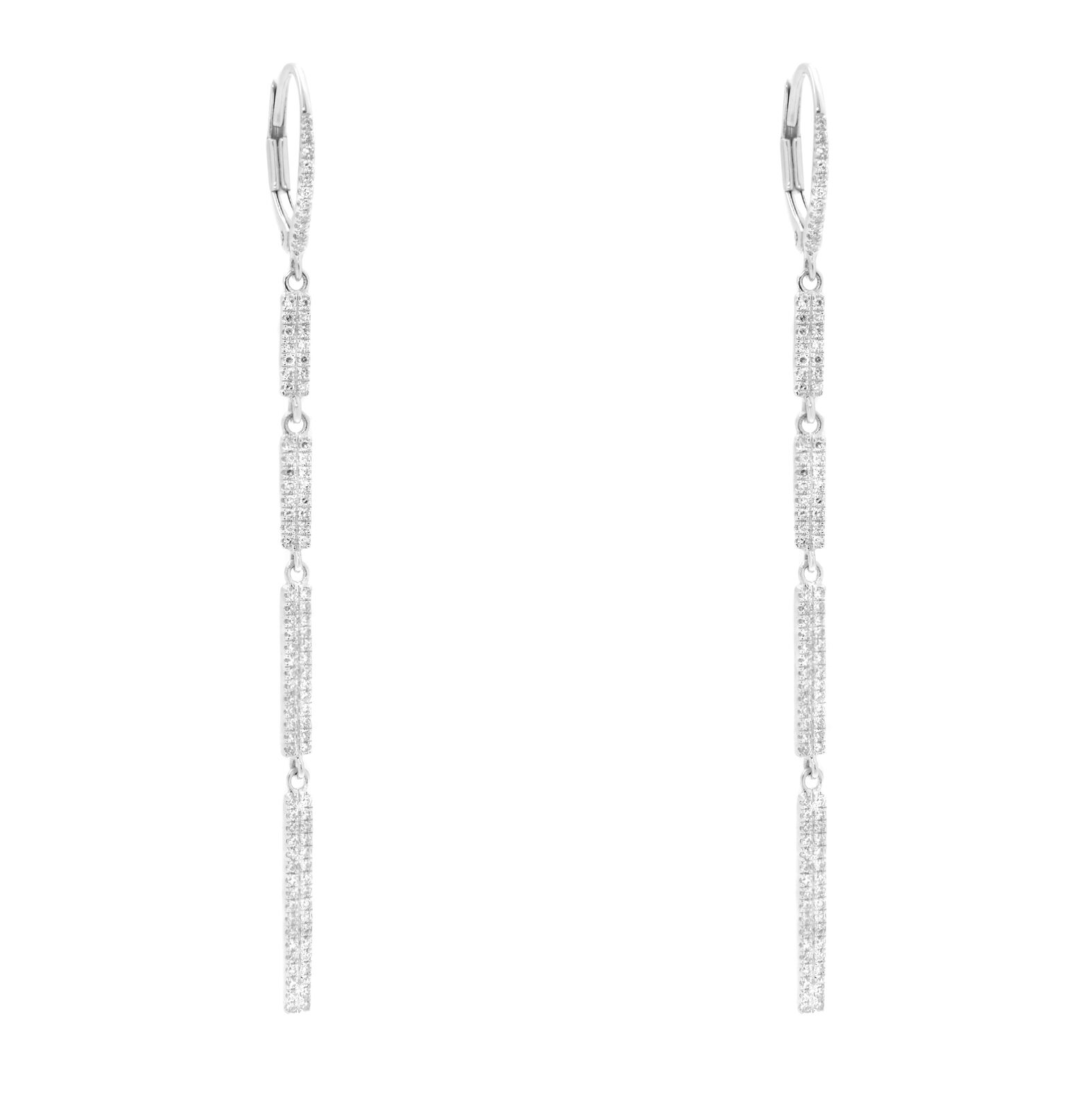 True 14K White Gold Diamond Drop Earrings 0.46Cttw