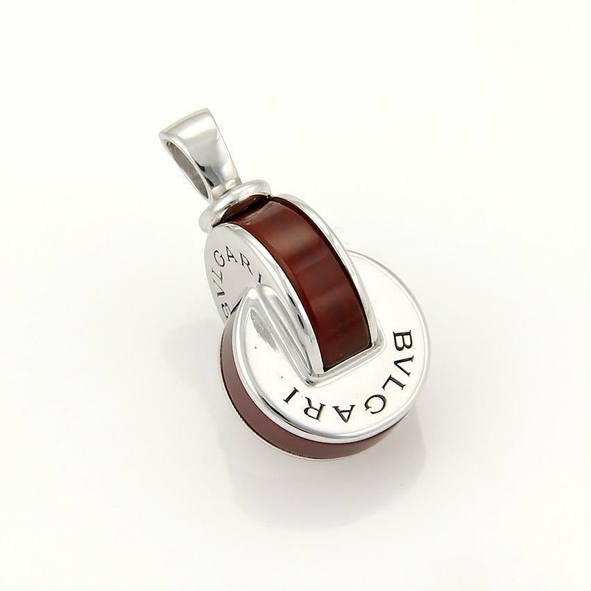 Bulgari Bvlgari 18k White Gold  Carnelian Double Wheel Pendant