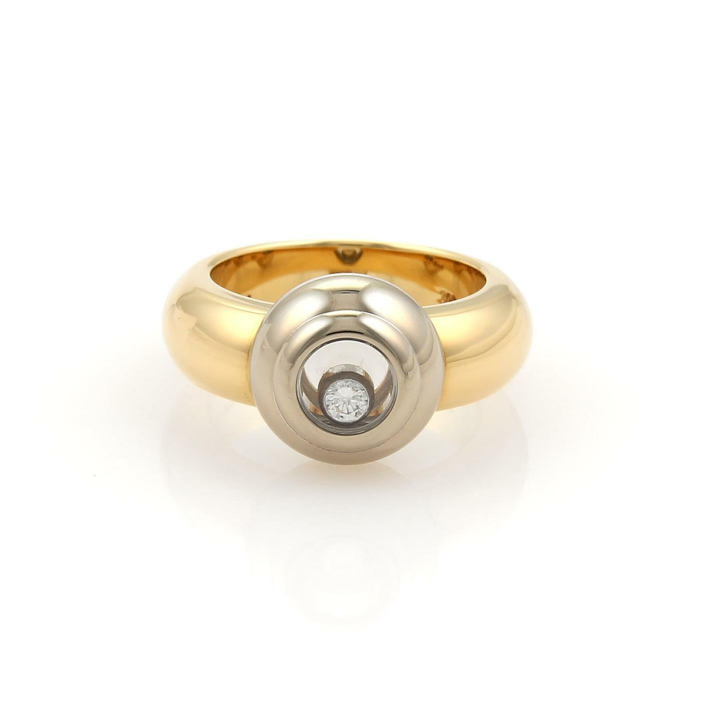 Chopard Happy Diamond 18k Two Tone Gold Round Top Ring Size 6