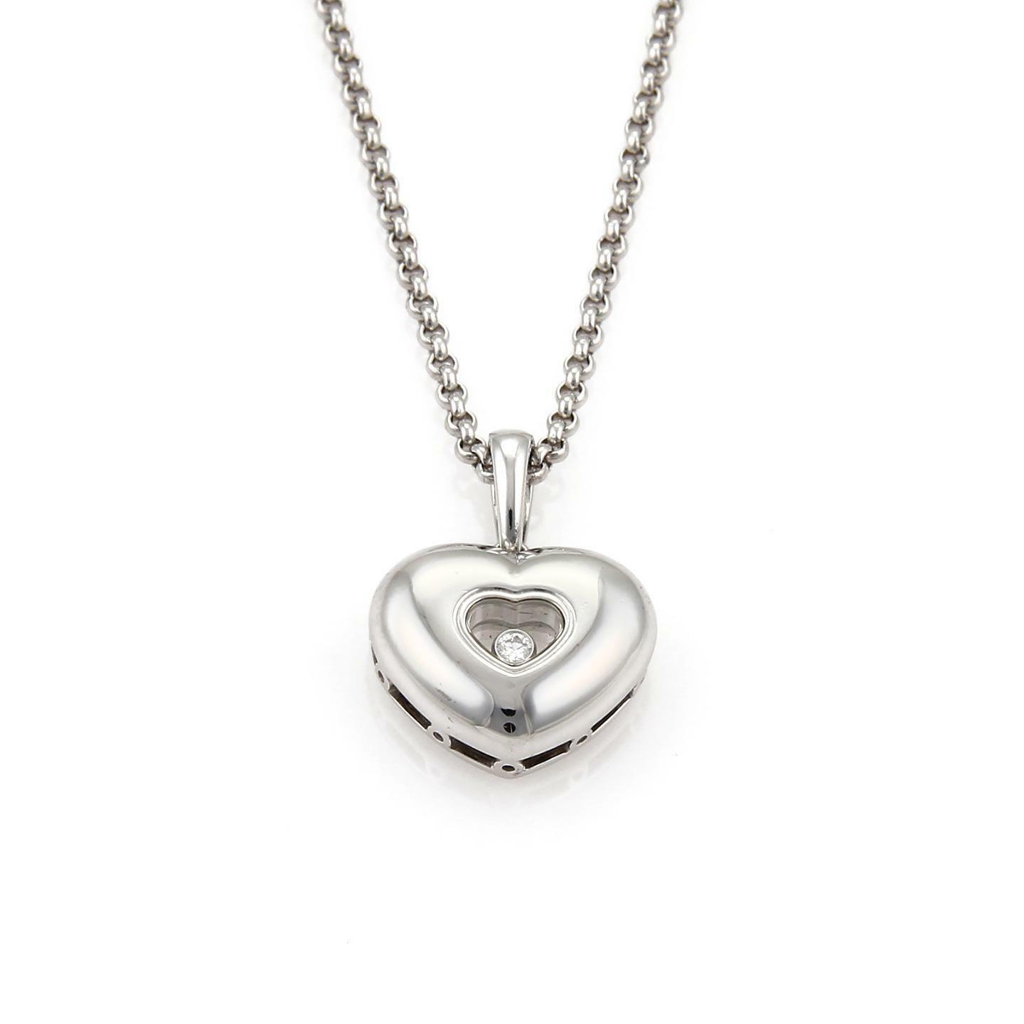 Chopard Happy Diamond 18k White Gold Heart Pendant  Chain Necklace