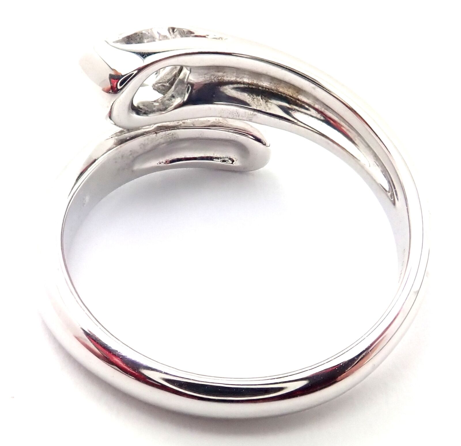 Authentic! Bulgari Bvlgari 18k White Gold Diamond Bypass Band Ring