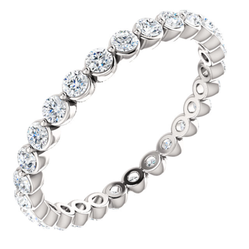 True Shared Prong Natural Diamond Eternity Band 14K White Gold 0.75cttw