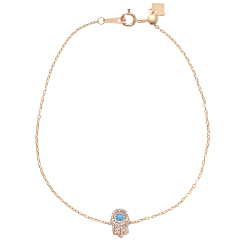 True Diamond Hamsa Bracelet 14k Rose Gold 0.15cttw