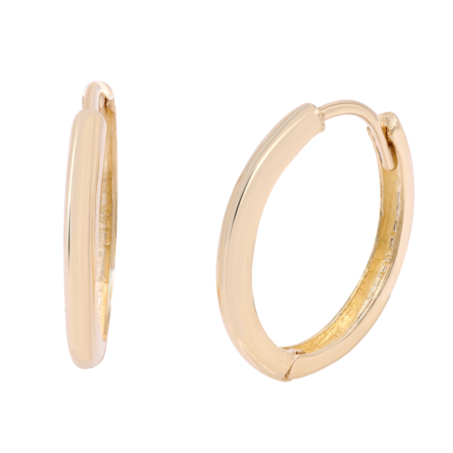 True Solid Small Huggie Earrings 14K Yellow Gold 15mm
