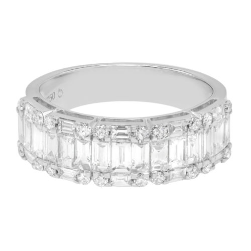 True Wide Diamond Wedding Band Ring 18K White Gold 1.90Cttw Size 7