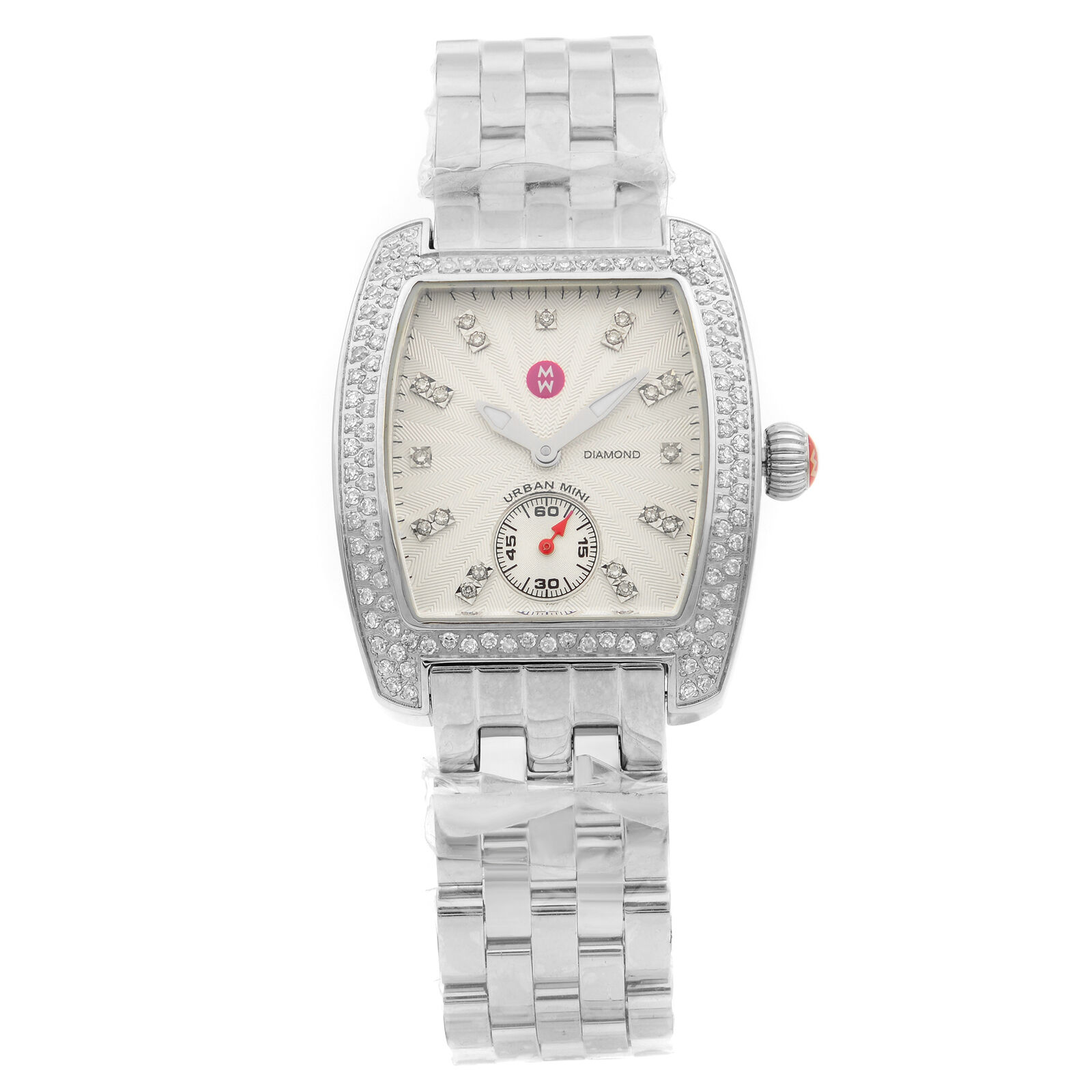 Michele Urban Mini Steel Diamond Silver Dial Quartz Ladies Watch