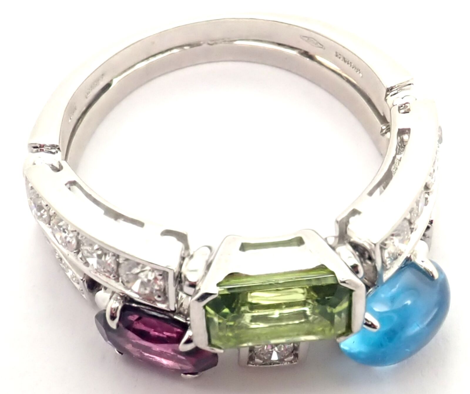 Bulgari Bulgari Allegra 18k Gold Diamond Peridot Tourmaline Aquamarine Band Ring