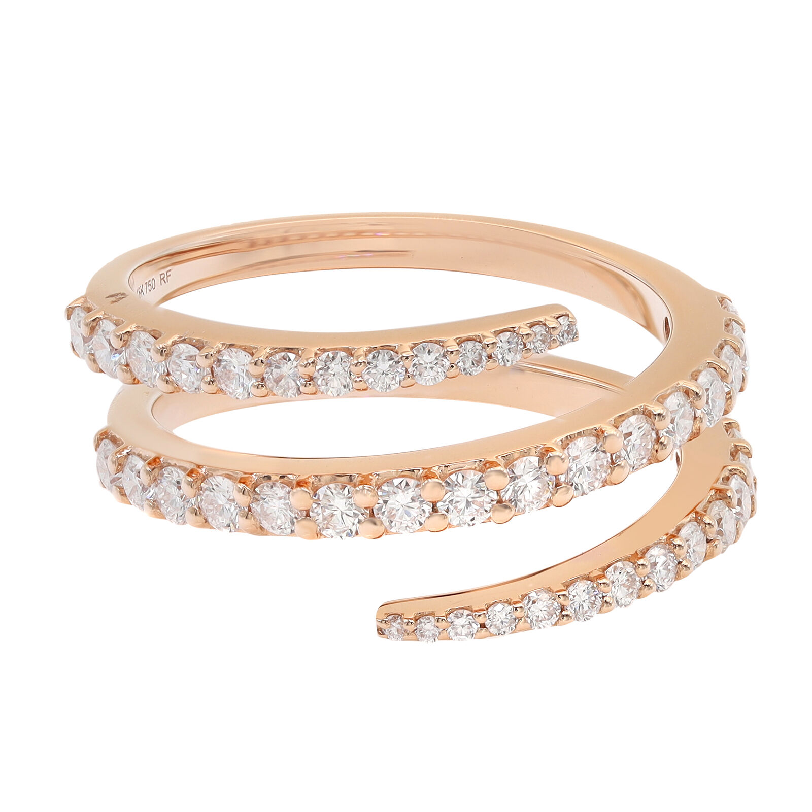 True Prong Set Diamond Multi Row Spiral Ring