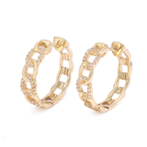 True Chain Link Diamond Huggie Earrings