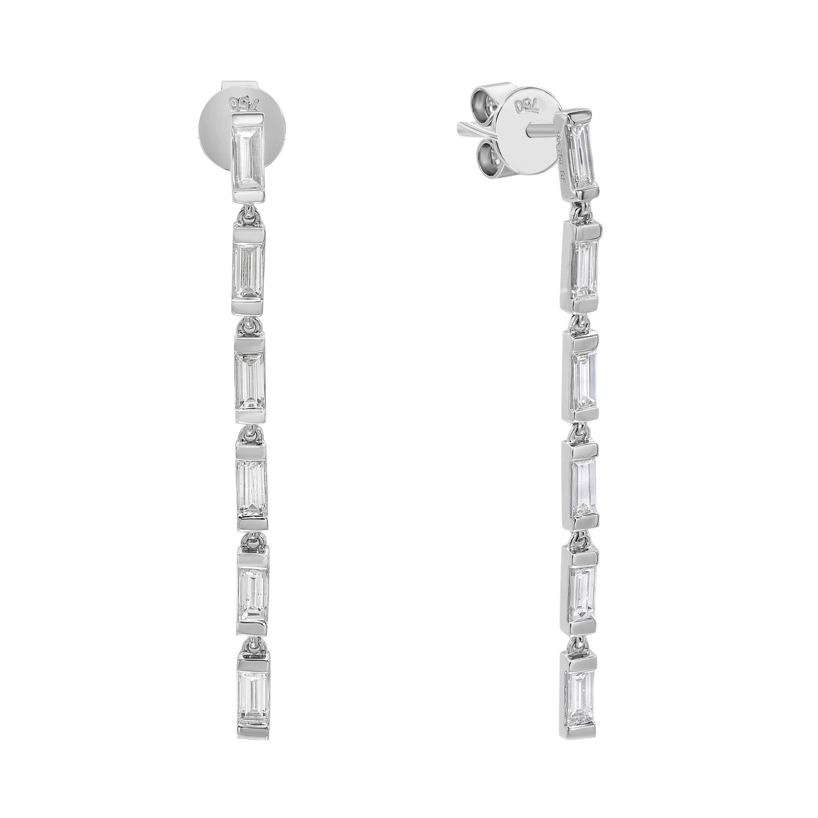 True 0.83Cttw Baguette Cut Diamond Single Line Drop Earrings