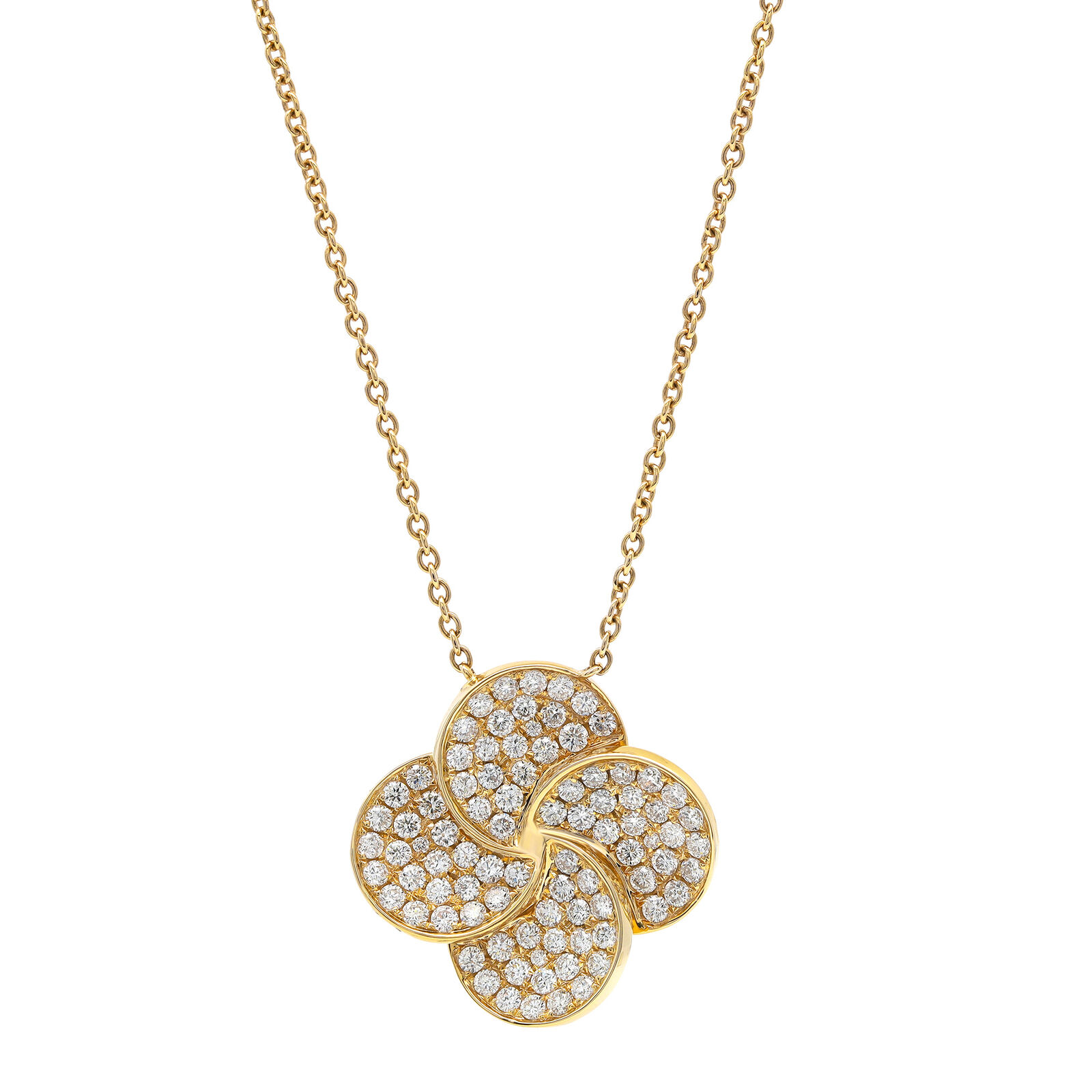 True 1.77Cttw Pave Set Round Cut Diamond Flower Pendant Necklace