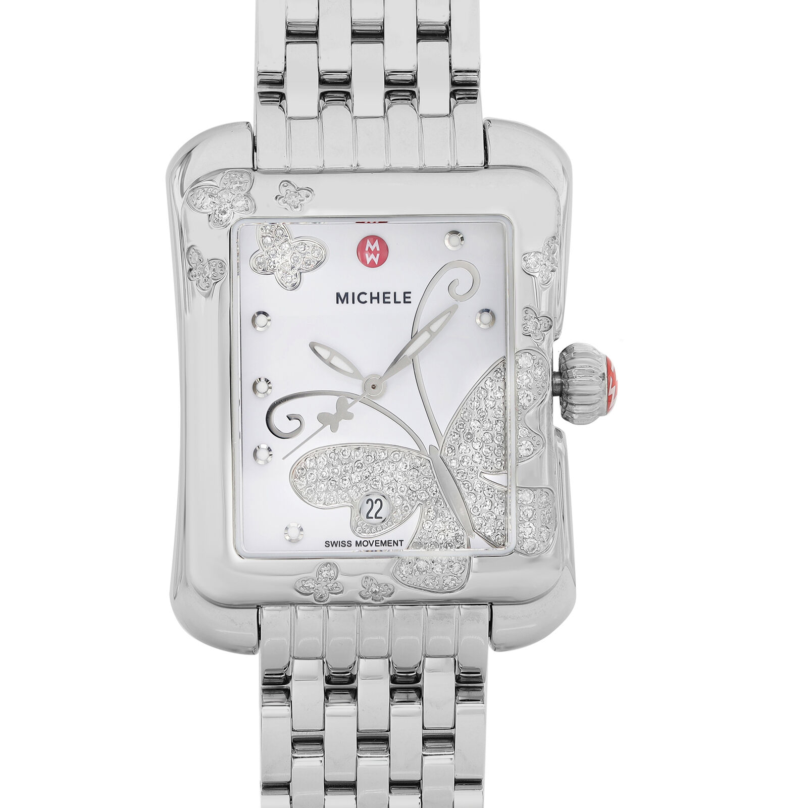 Michele Cloette Butterfly Limited Edition Diamond Watch Michele Extreme Butterfly Diamonds Steel White Dial Quartz  main image 3