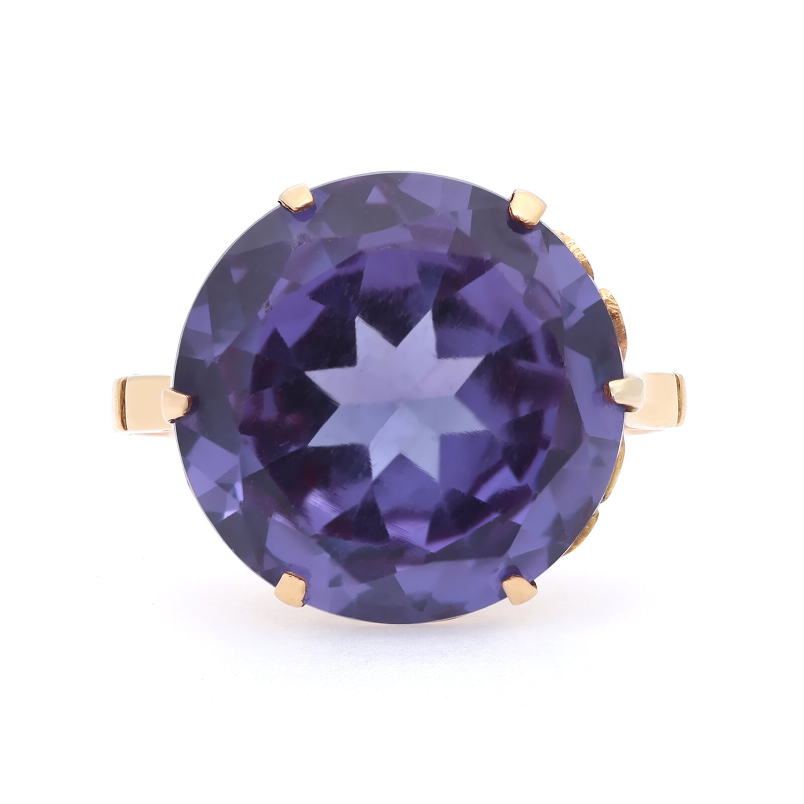 True Round Cut Purple Amethyst Cocktail Ring