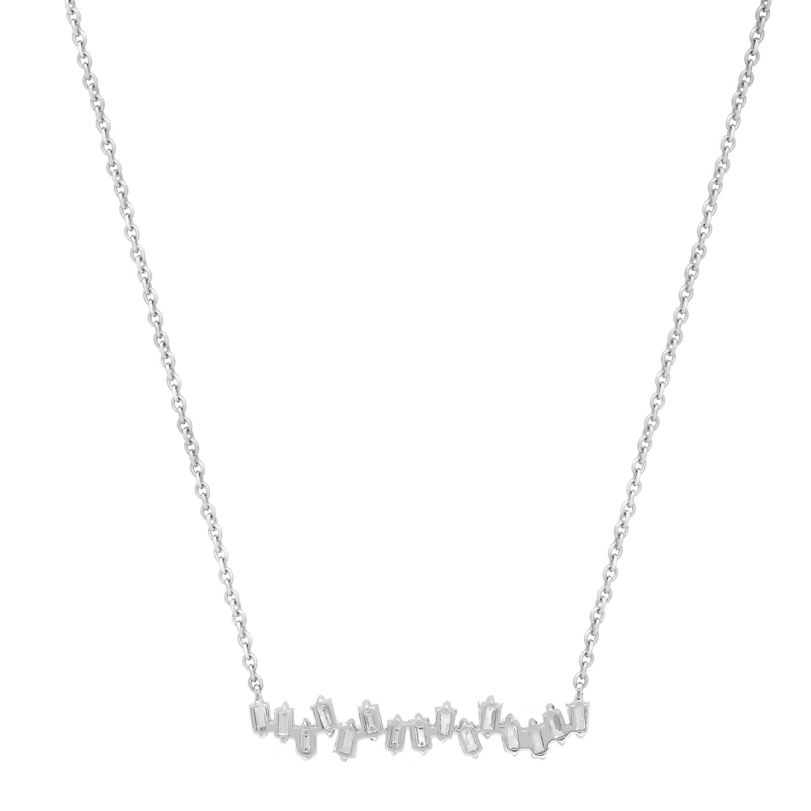 True 1.00Cttw Baguette Cut Diamond Cluster Bar Necklace