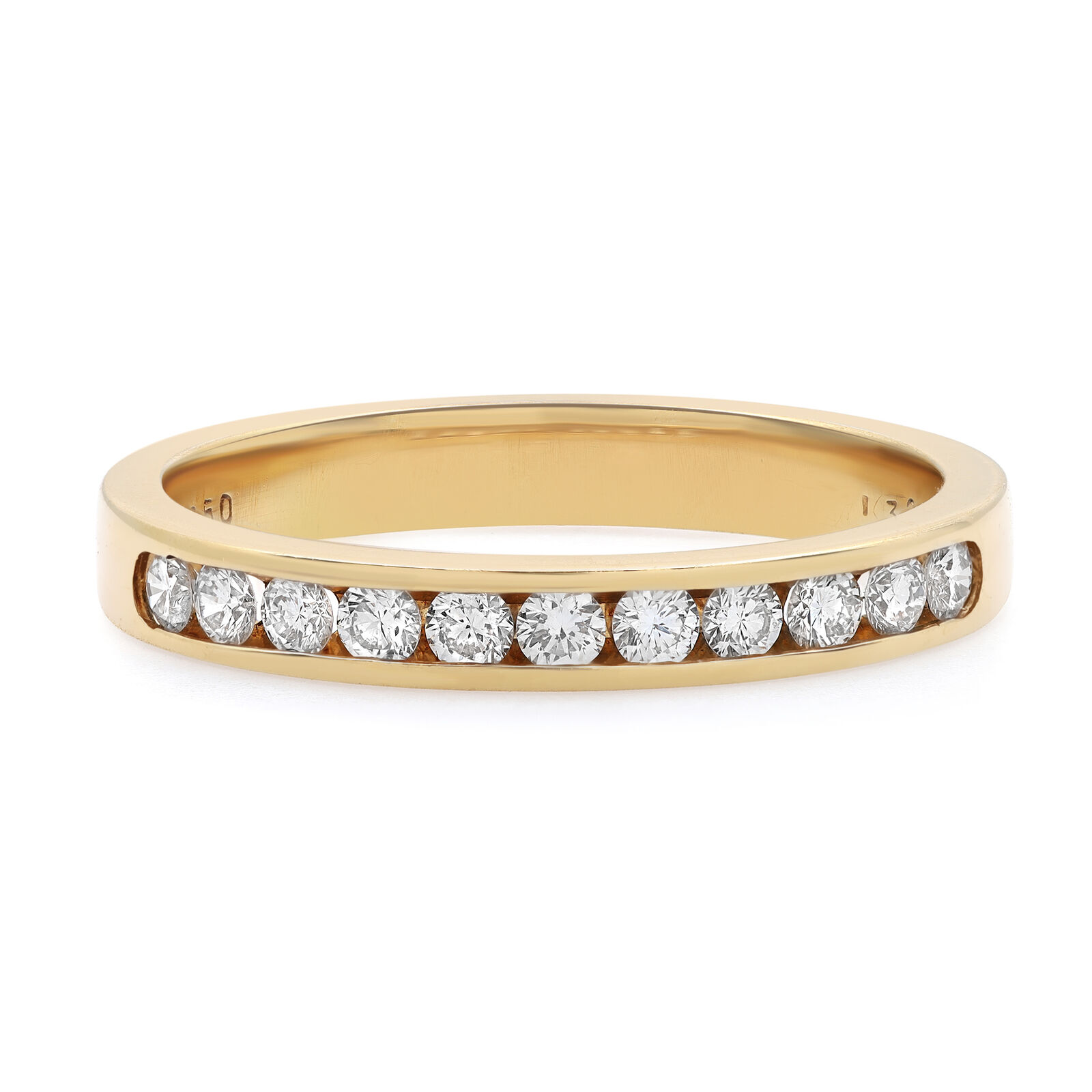 True 0.32Cttw Round Cut Diamond Wedding Band Ring 18K Yellow Gold SZ 6.75