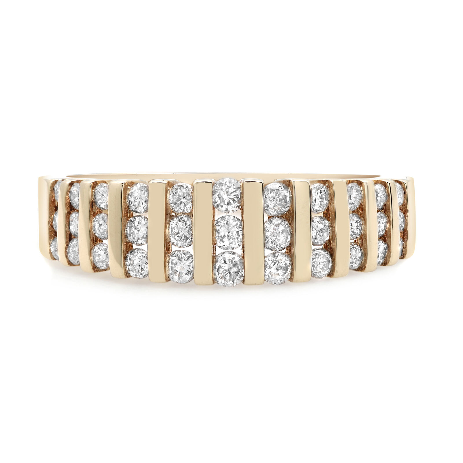 True 0.50Cttw Round Cut Diamond Ladies Band Ring 14K Yellow Gold SZ 6.75