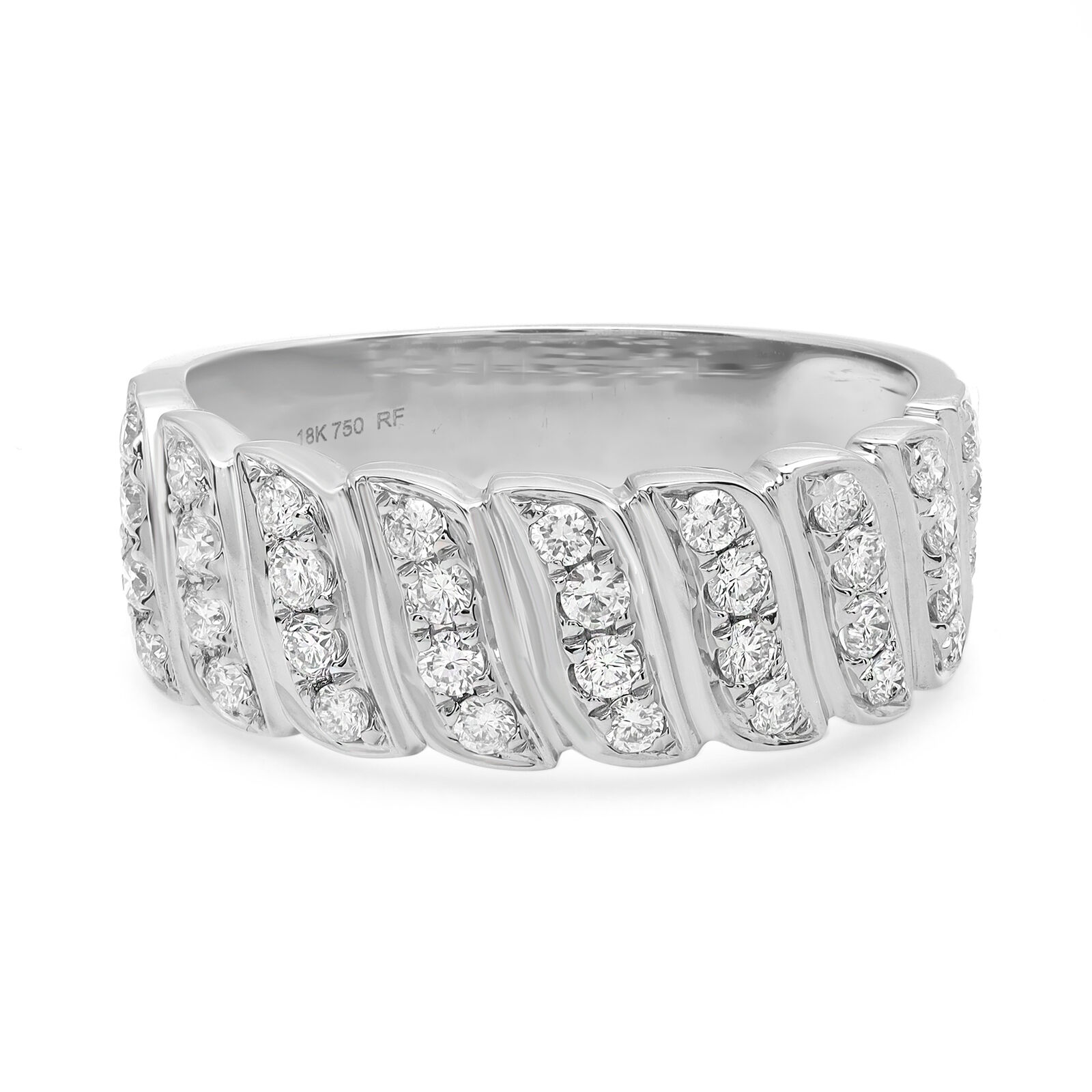 True 0.52Cttw Round Cut Diamond Band Ring 18K White Gold Size