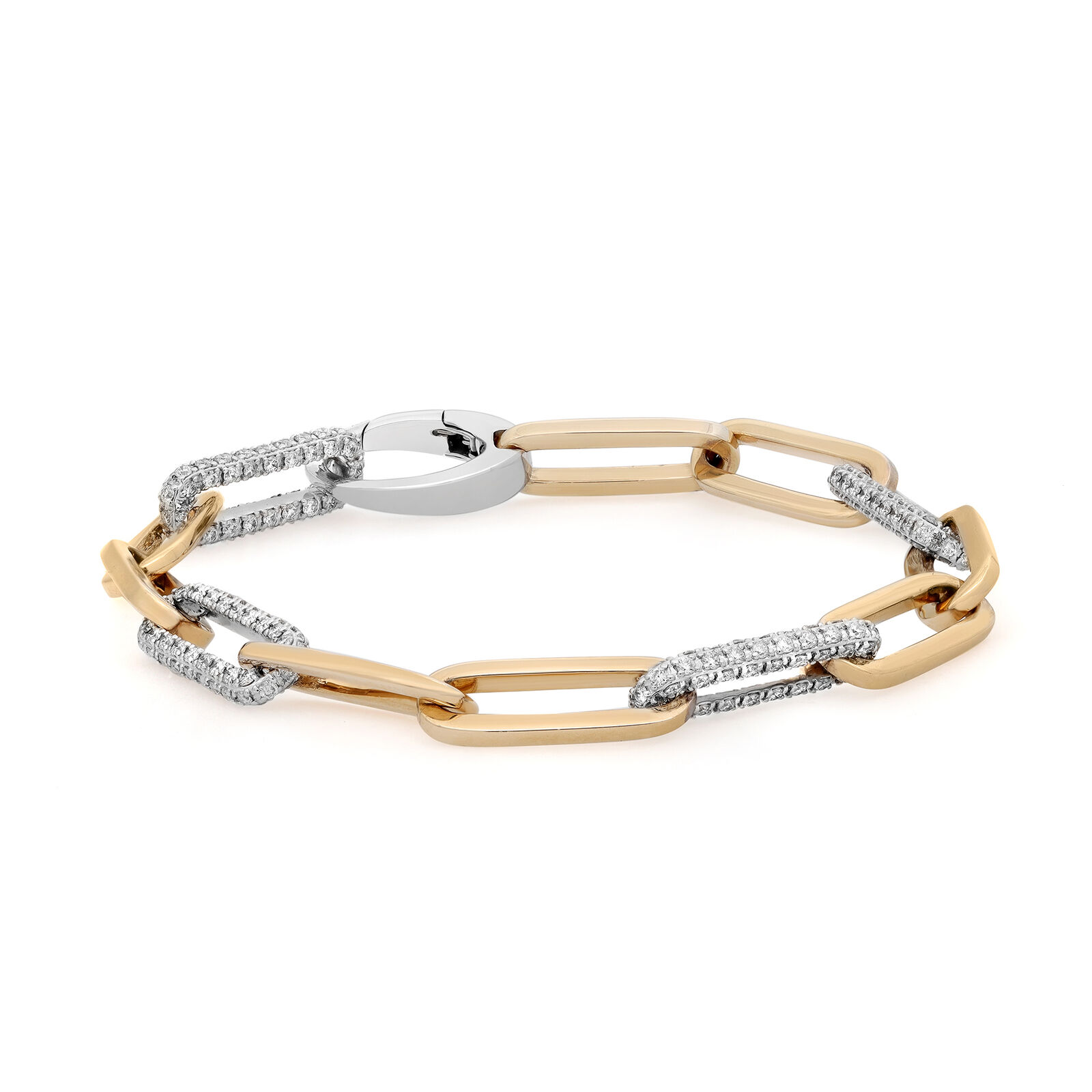 True 2.21Cttw Diamond Paper Clip Link Chain Bracelet