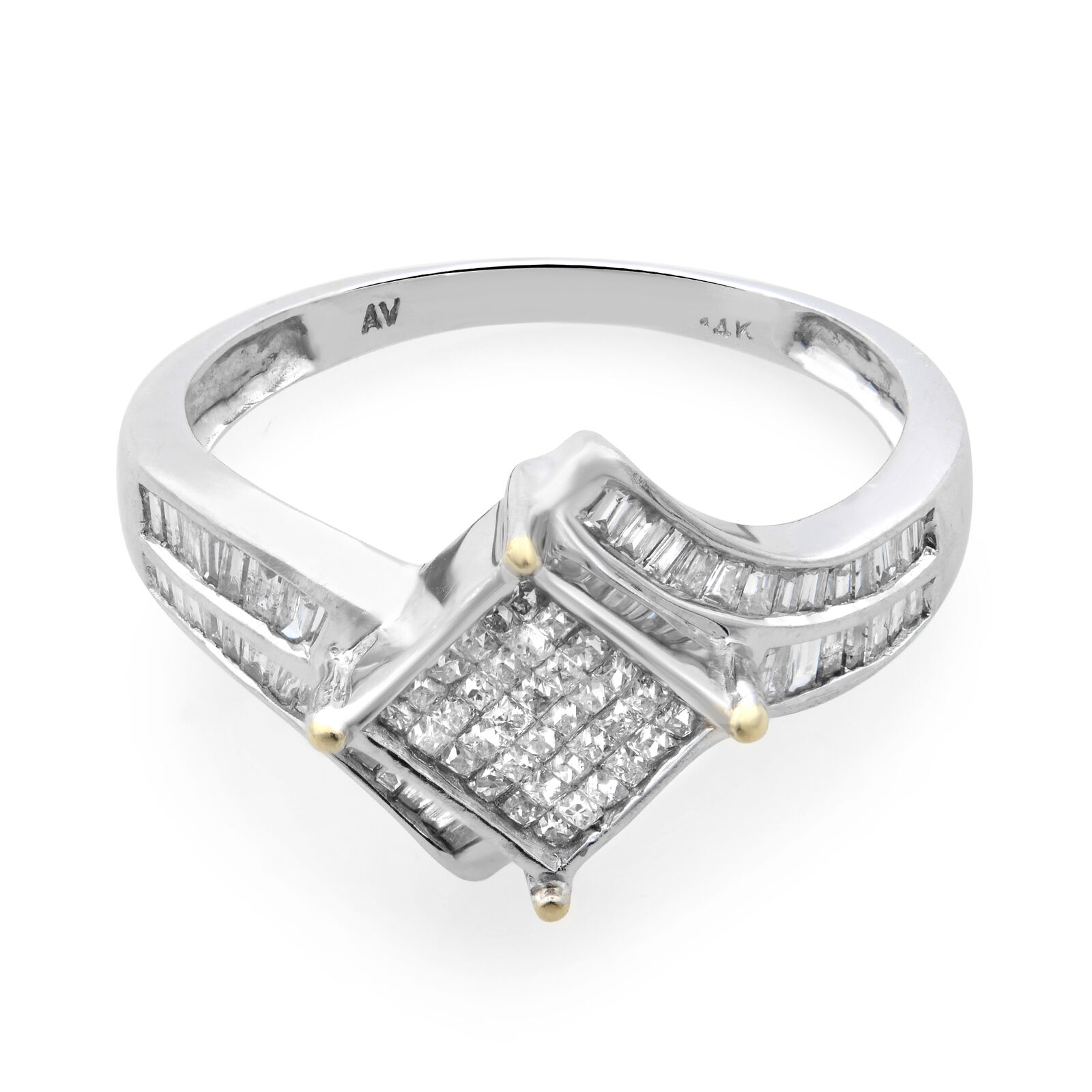 True 0.50Cttw Baguette Cut Diamond Ladies Ring 14K White Gold Size 7.75