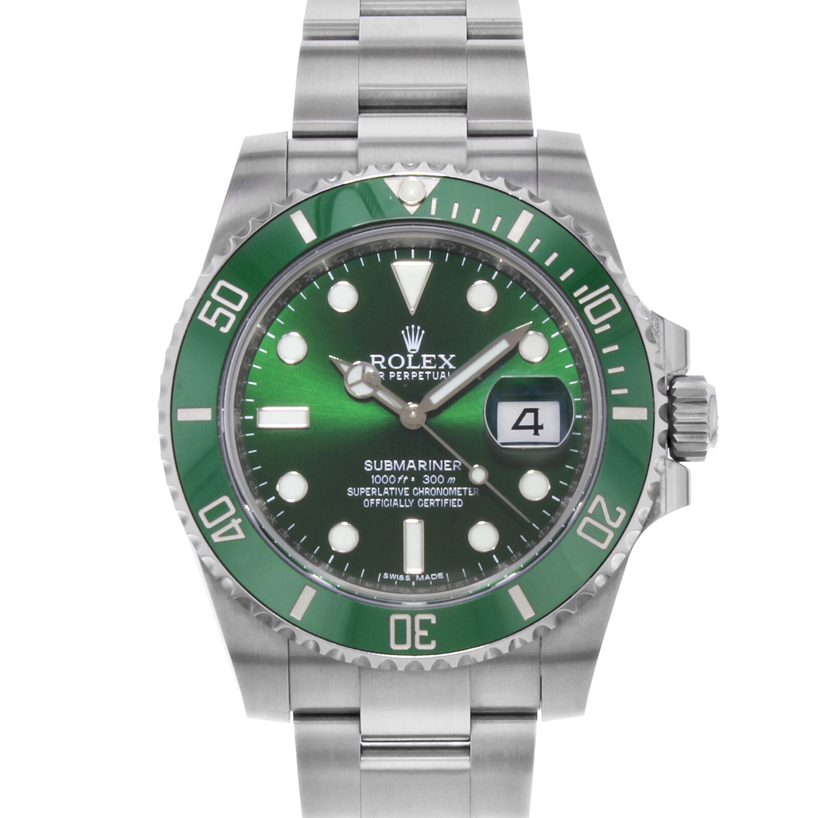 Rolex Submariner Hulk Green Steel Ceramic Automatic Mens Watch
