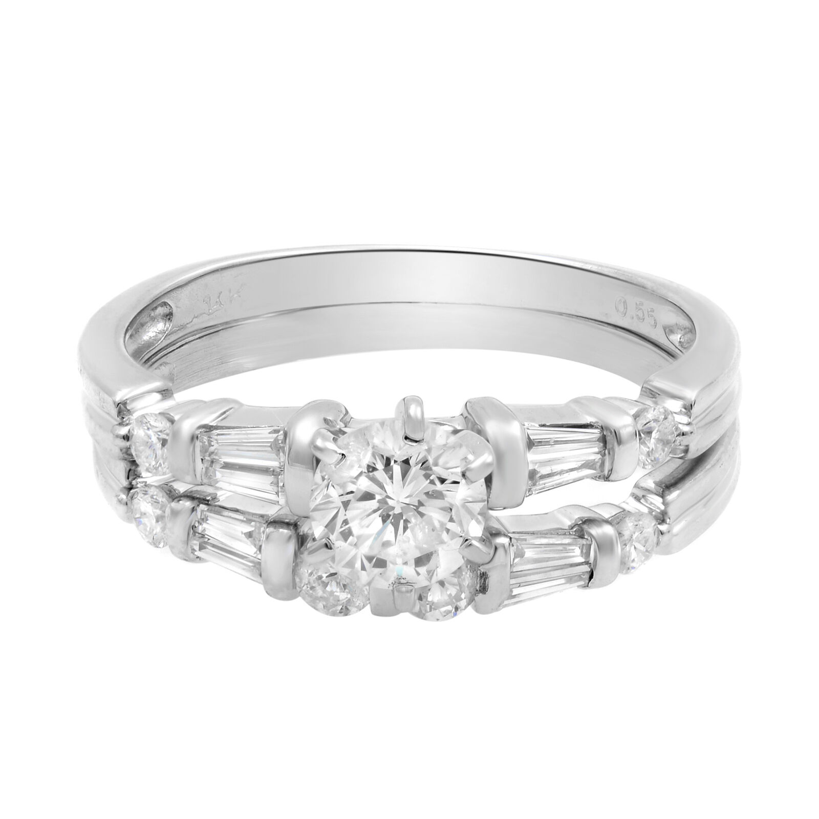 True 1.25Cttw Diamond Engagement Ring Set 14K White Gold Size 8